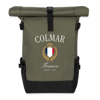 Colmar France Coat of Arms Crown – Travel Souvenir - Roll Top Backpack - olive/black - Front