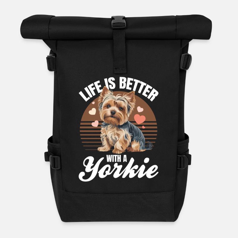 Yorkshire Terrier Yorkie Dog Breed - Rolltop Rucksack - Schwarz