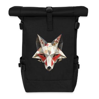 Japanese Kitsune Fox Mask Yokai Inari Origami - Roll Top Backpack - black - Front