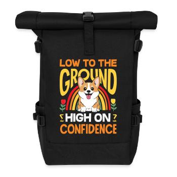 Kurze Beine, Große Einstellung, Corgi - Rolltop Rucksack - Schwarz - Vorne