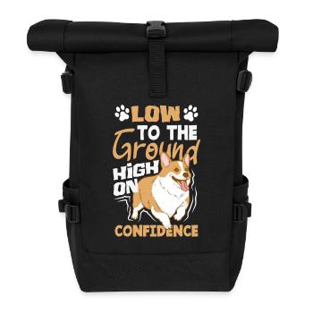 Kurze Beine, Große Einstellung, Corgi - Rolltop Rucksack - Schwarz - Vorne