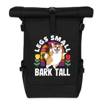 Kurze Beine, Große Einstellung, Corgi - Rolltop Rucksack - Schwarz - Vorne