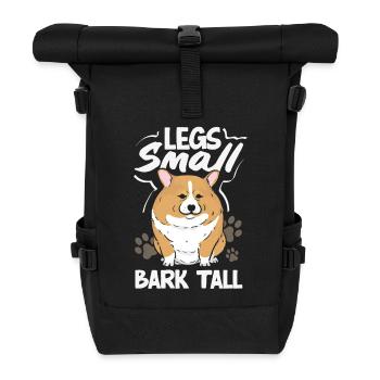 Kurze Beine, Große Einstellung, Corgi - Rolltop Rucksack - Schwarz - Vorne