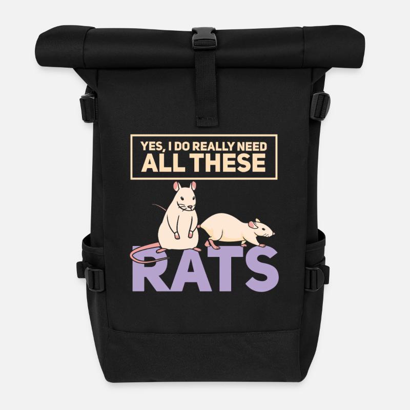 Rat, house rat, rat owner, rat lover - Roll Top Backpack - black