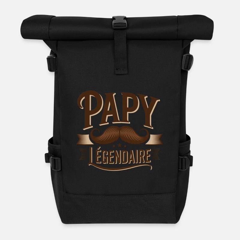 Grandpa Legendary Mustache - Roll Top Backpack - black