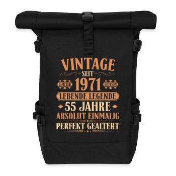 1971 Jahrgang Geburtstag 55 Jahre - Rolltop Rucksack - Schwarz - Vorne