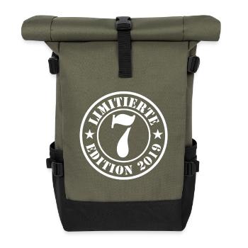 7. Geburtstag Junge Mädchen - Rolltop Rucksack - Olive/Schwarz - Vorne