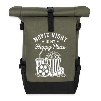 Movie Night is my Happy Place Kino Film Popcorn - Roll Top Backpack - olive/black - Front