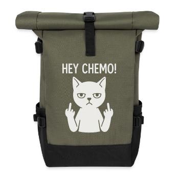 Sassy Chemo Support Cat - Roll Top Backpack - olive/black - Front
