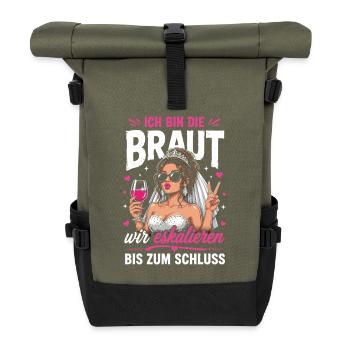 Ich bin die Braut: Wir eskalieren - Rolltop Rucksack - Olive/Schwarz - Vorne
