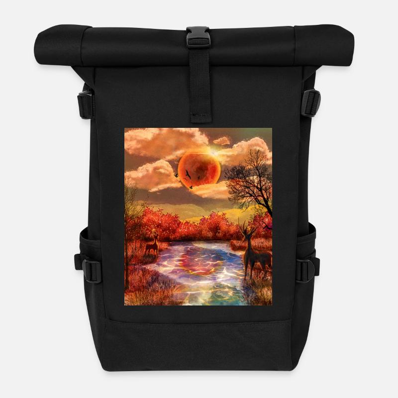 Surreal Autumn in Estuario - Roll Top Backpack - black