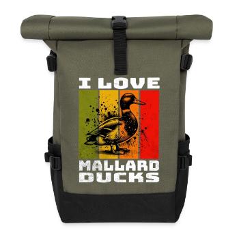 Mallard Duck Stockente - Roll Top Backpack - olive/black - Front