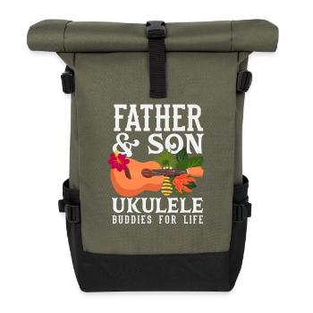 Father And Son Ukulele Buddies For Life Musiker - Rolltop Rucksack - Olive/Schwarz - Vorne