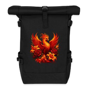Feuerphönix im Rosenmeer - Rolltop Rucksack - Schwarz - Vorne