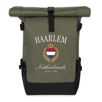 Couronne des armoiries de Haarlem – Souvenir de voyage aux Pays-Bas - Sac à dos roll top - olive/noir - Devant