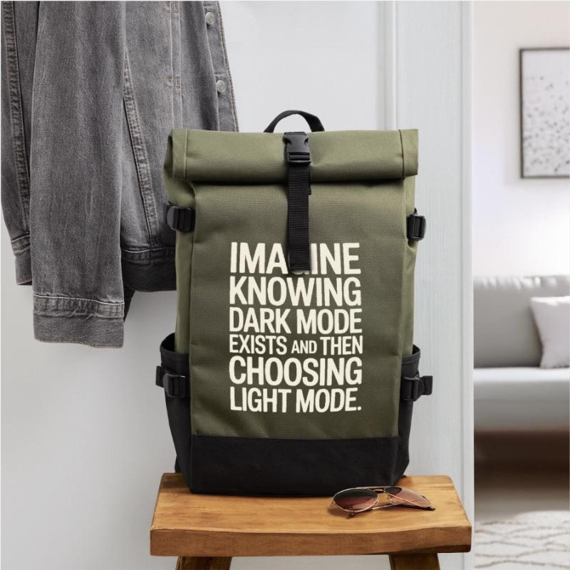 Dark Mode Exists Programmierer IT Nerd Coder Büro Rolltop Rucksack