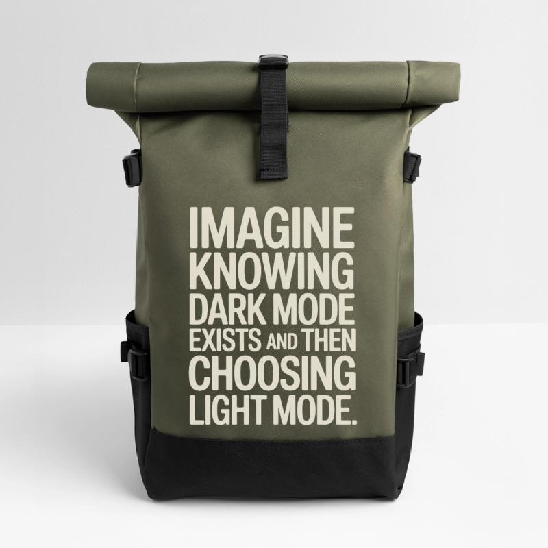 Dark Mode Exists Programmierer IT Nerd Coder Büro Rolltop Rucksack