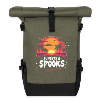 Sunset Spooks Summerween Halloween - Roll Top Backpack - olive/black - Front