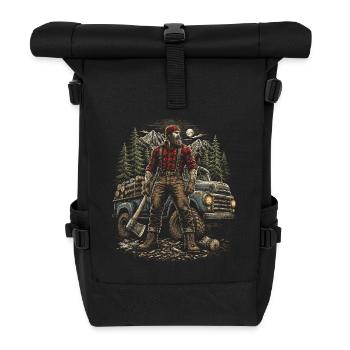 Holzfäller Baumfäller Waldarbeiter - Rolltop Rucksack - Schwarz - Vorne