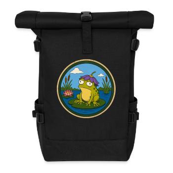Insigne de grenouille sur nénuphar - Sac à dos roll top - noir - Devant