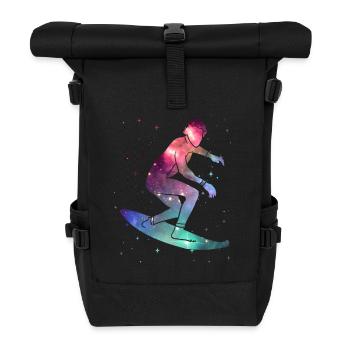Surfing Space Kids Boys Men Surf - Roll Top Backpack - black - Front