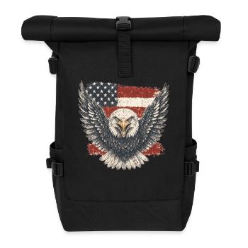 Adler vor Flagge Patriotische Kraft - Rolltop Rucksack - Schwarz - Vorne