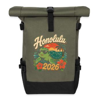 Honolulu 2026 Schildkröte - Rolltop Rucksack - Olive/Schwarz - Vorne