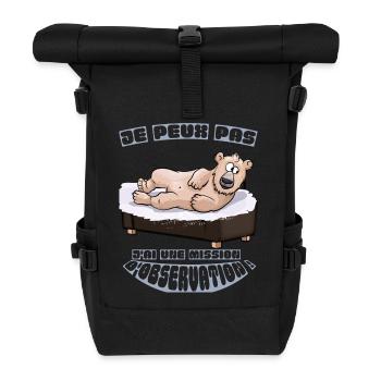 Grizzlybär auf einer Beobachtungsmission – Spaßiger Humor - Rolltop Rucksack - Schwarz - Vorne