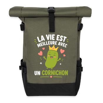 Cornichon - Sac à dos roll top - olive/noir - Devant