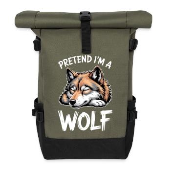 Wolf Sayings Wolves Funny Wolf Gift - Roll Top Backpack - olive/black - Front