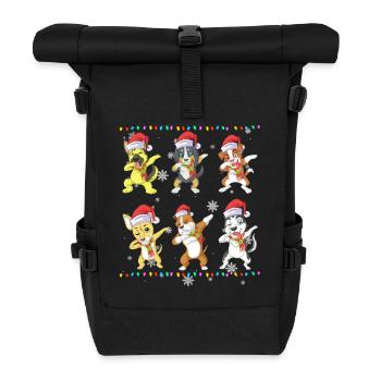 Lustiges Weihnachtswelpen-Geschenk zu Weihnachtshunden abtupfen - Rolltop Rucksack - Schwarz - Vorne