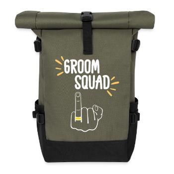 Sassy Groom Squad Matching - Roll Top Backpack - olive/black - Front