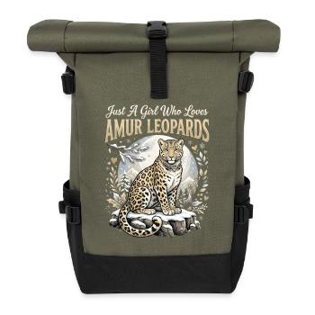 Graphic for girl who loves Amur leopards - Roll Top Backpack - olive/black - Front