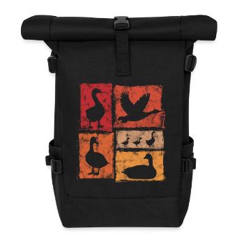 Gänse In Perspektive - Retro Bauernhof Grafik - Rolltop Rucksack - Schwarz - Vorne