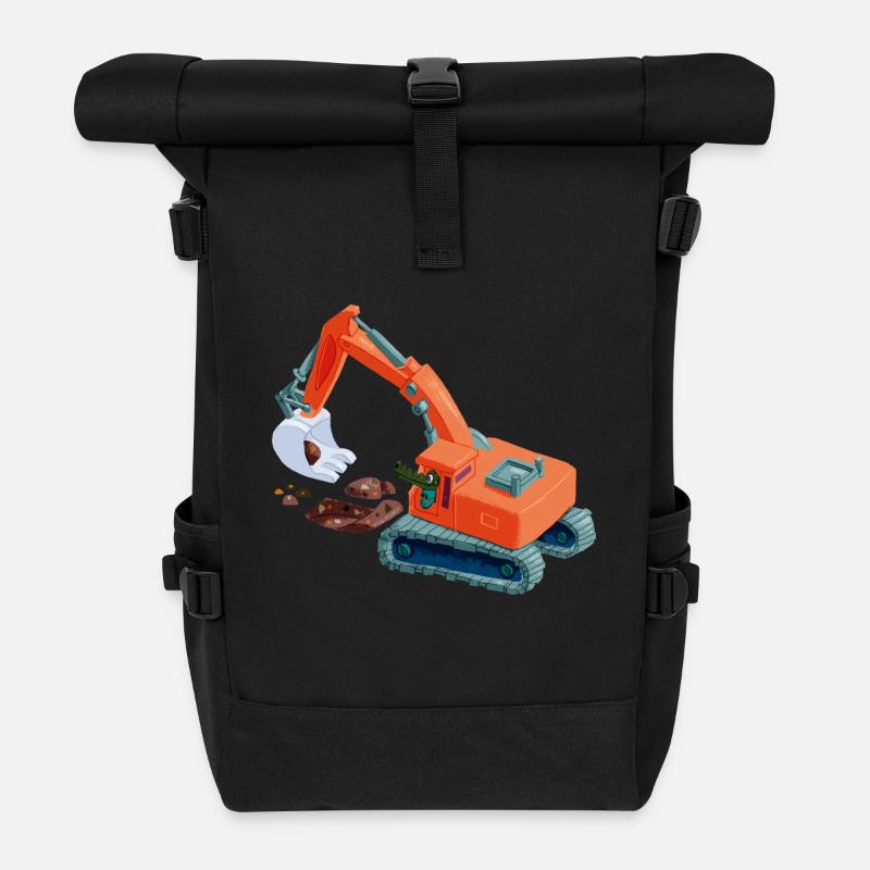 Crocodile dans excavateur - Sac à dos roll top - noir