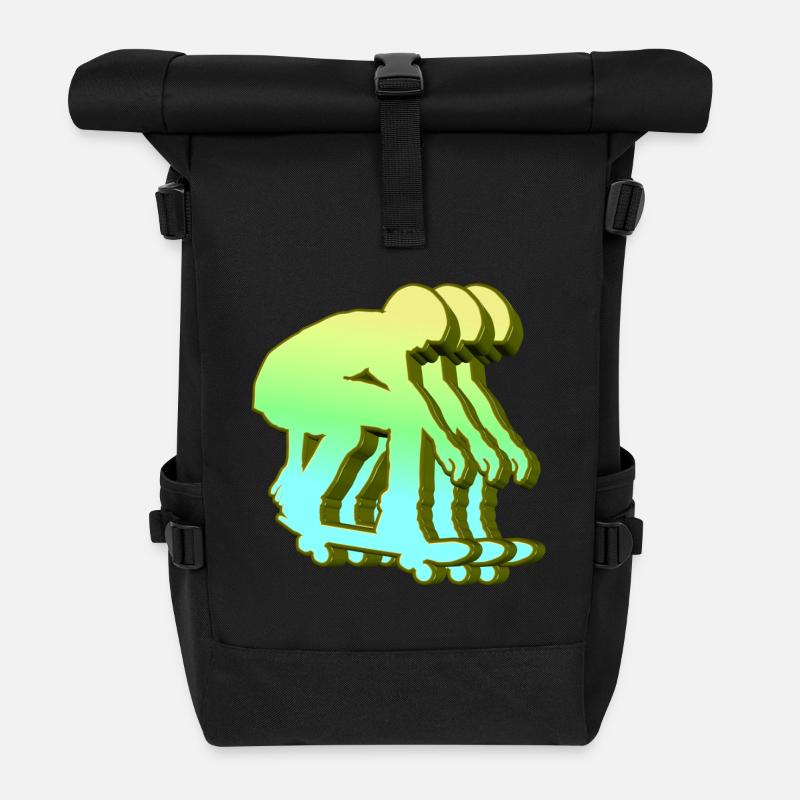 Skateboarder 3D - Rolltop Rucksack - Schwarz