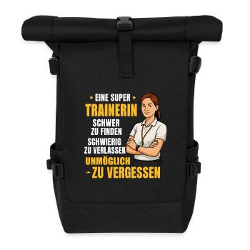 Trainerin Geschenk–Stark, Wertvoll, Unvergesslich - Rolltop Rucksack - Schwarz - Vorne