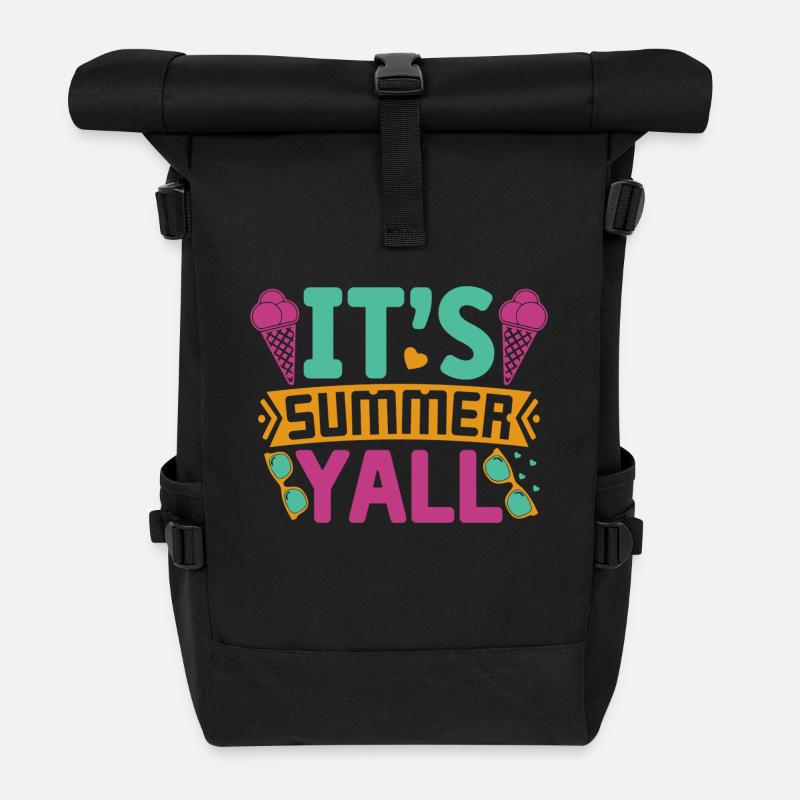 Its Summer Yall - Roll Top Backpack - black