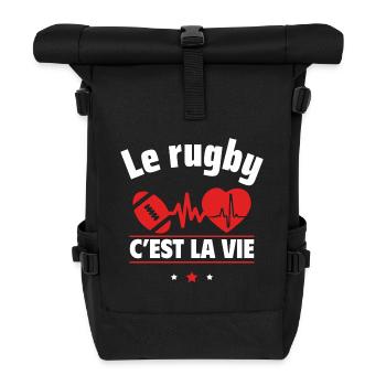 Le rugby c est la vie,Rugby,Rugbywoman,Rugbyman - Sac à dos roll top - noir - Devant