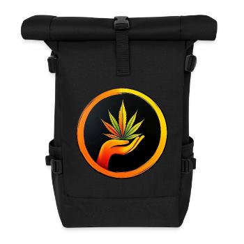 Marijuana leaf - LOGO button 1 - Roll Top Backpack - black - Front