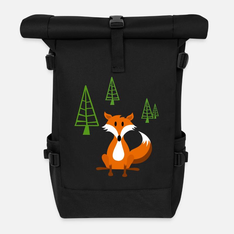 Schlauer Fuchs - Rolltop Rucksack - Schwarz