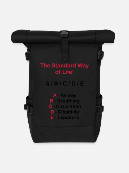 Rettungsdienst ABC Schema - Rolltop Rucksack - Schwarz