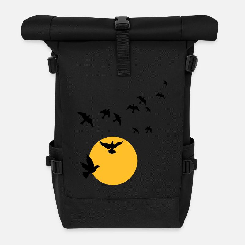 Oiseaux au coucher du soleil - Sac à dos roll top - noir