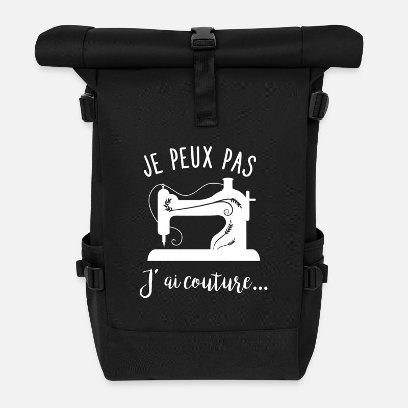 Je peux pas- j'ai couture WHITE - Sac à dos roll top - noir