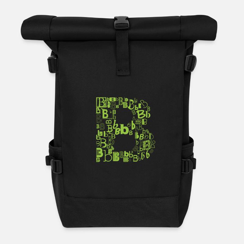 Font Fashion B - Roll Top Backpack - black