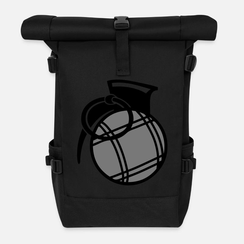 Petanque Ball Granate - Rolltop Rucksack - Schwarz