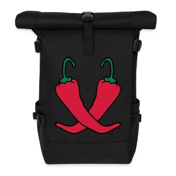 2 chili chilli peppers hot hot - Roll Top Backpack - black - Front