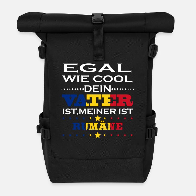 Egal wie cool vater geschenk ist Rumänien - Rolltop Rucksack - Schwarz