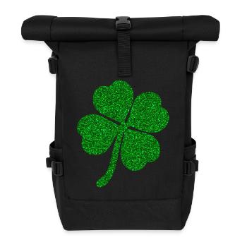 trèfle à quatre feuilles trèfle porte-bonheur - Sac à dos roll top - noir - Devant