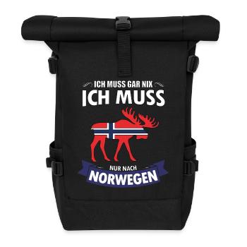 Ich muss gar nix - Norwegen - Rolltop Rucksack - Schwarz - Vorne